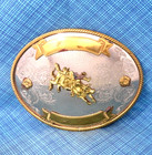 Large Rodeo Cowboys Bull Riding Trophy Belt Buckle German Silver Vtg 80s  blt047