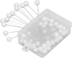 50pcs White Pearl Head Straight Sewing Pins  Extra Long  8x60mm  Stainless St   