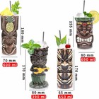 4 Count Ceramic Tiki Mugs Set Hawaiian Cocktail Cups Handle Tropical Barware