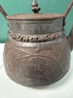 Large Japanese Antique Tetsubin Cast Iron Teapot Leiwen Collar Hand Fitted Spout