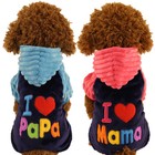 New I Love Mama Papa Clothes Pet Cat Dog Sport Jersey Hoodie Winter Warm Costume