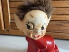 Vtg 1950s Fur Hair Devil Pixie Elf Figurine Japan Kitsch Kneeling Red
