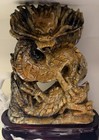 Chinese Handmade Brown Dragon Figurine Mythological Carved Statue