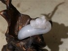 Chinese Artisan Hand-carved Delicate Natural Jadeite Bending Dragon Pendant