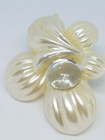 Vintage Retro White Plastic Florwer Cluster Chunky Pierced Earrings 