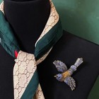 Classic Vintage Blue Rhinestone Bird Brooch Sparkling Crystal Flying Bird Pin