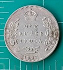 British India  1 Rupee   1907    Silver Coin Edward Vii