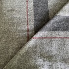 100  Virgin Wool Xl Blanket Gray Herringbone With Red Stripe 105  X 94  Usa Made