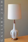 High Class  Mcm Danish Atomic Teak   Plaster Table Lamp  50s 60s Vtg Mid Century