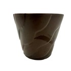 Vintage Dark Brown Wave Texture Planter Matte Finish Flower Pot Art Pottery