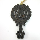 Vintage Black Cast Iron Footed Trivet Eagle Heart Laurel Wreath