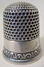 Antique Sterling Silver  7 Sewing Thimble Filigree Floral Honeycomb Mono