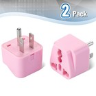 Bates Choice Travel Plug Adapter Pink 2 Pack