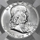 1956-p  50c  Franklin Silver Half Dollar Philadelphia Mint Ngc Ms64  8344591-059