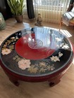 Antique Japanese Black Lacquer Round  Table