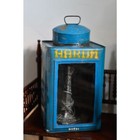 Vintage Indonesian Krupuk Tin Lantern With Edison Bulb Lamp 1960s Cracker Tin
