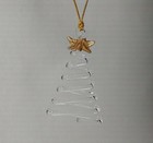 Blown Glass Christmas Tree Ornament Fragile Clear Ribbon Glass