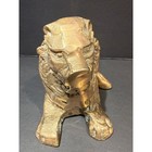 Vintage Solid Brass Reclining Lion Figurine Heavy Cast Metal Animal Sculpture