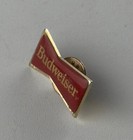 Vintage Budweiser Beer Advertising Enamel Red Bowtie Logo Lapel Pin Back 1982