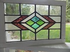 314 Reframed Art Deco Type Vintage Leaded Stain Window 19 5 8  X 13 3 4  0 S h