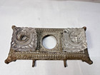 Antique vintage Victorian Eastlake-style Cast Iron Double Inkwell  M-123