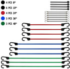 Hyper Tough 20 Pc Bungee Cord Set Heavy Duty Cargo Tie Down Straps Hooks