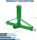 Tractor 3 Point Trailer Hitch Attachment Category 1 Tow Receiver Drawbar
