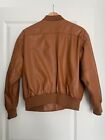 1980 s Vintage Mixed Blues Mens Totally 80s Cafe Racer Tan Leather Bomber Medium