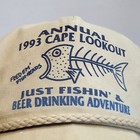 Skm 1993 Cape Lookout Fishin    Beer Drinking Adventure Men s Tan Dad Hat Flaws