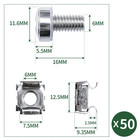 100 Pcs 50 Set Rack Mount Screws And Cage Nuts For Rack Mount Server Cabinet Cag