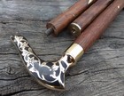 Vintage Solid Silver Brass Designer Head Wooden Black Walking Cane Stick Gift