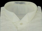 Men s Ivory Off White Bone Tuxedo Pleated Front Wing Collar Tuxedo Shirt Tuxxman