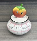 Vintage 1950 s Napco Pixieware Tomato Ketchup Jar Condiment Bowl Mcm Holt Howard