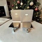 Pottery Barn Holiday Christmas Stocking Holders Silver Tone Finish Set Of 2 New