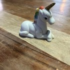 Vintage Hand Painted White Rainbow Unicorn Ceramic Figurine  set Of 2