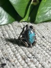Vintage Navajo Sterling Silver   Morenci Turquoise Ring Size -6