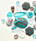 30 Czech Beads - All Czech Glass Bead Mix Turquoise copper Mixed Czech Glass Lot