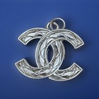 Chanel Lot Button Zip Pull 25mm Silver  1pc Crosshatch Design Stamped