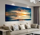  Sunset Ocean Wall Art - Calm Sea Canvas 40l  X 20w  Sunset Calming Ocean