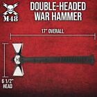 M48 Double-headed War Hammer With Sheath   Stainless Steel Head   17  Overall