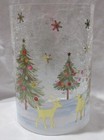 Yankee Candle Clear Crackle Large Jar Holder J h Holiday Lights Gold Deer Trees