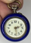 Vintage Working Circa 1900 Cobalt Swiss Argent Dore Enamel Ladies Pocket Watch
