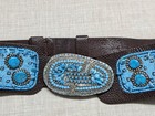 Vintage Southwestern Native American 36-40 Corset Belt Beaded Turquoise Xl