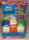 1977 Vintage Fisher Price Original Milk Carrier With 6 Bottles  637 Complete Set
