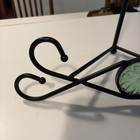 Ornate Cast Metal Green Glass Medallion Cookbook Book Bible Stand Recipe Holder