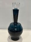 Decanter Mcm Vintage Design Teal Glass Blue 11-1 2    Decanter W stopper