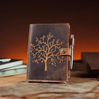 Refillable Leather Journal Lined Notebook - Embossed Tree Of Life  Handmade Genu