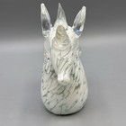 Vtg Art Glass Unicorn Paperweight Iridescent White Speckled Figurine Hand Blown