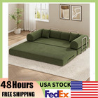 78 8  Corduroy Convertible Sleeper Sofa Bed  Modern Futon W  Metal Arms   Pillow