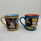 Vintage Walt Disney World Mickey Minnie Mouse 3d 2 Mug Set